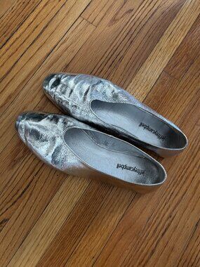 Jeffrey Campbell metallic silver flats, size 7.5